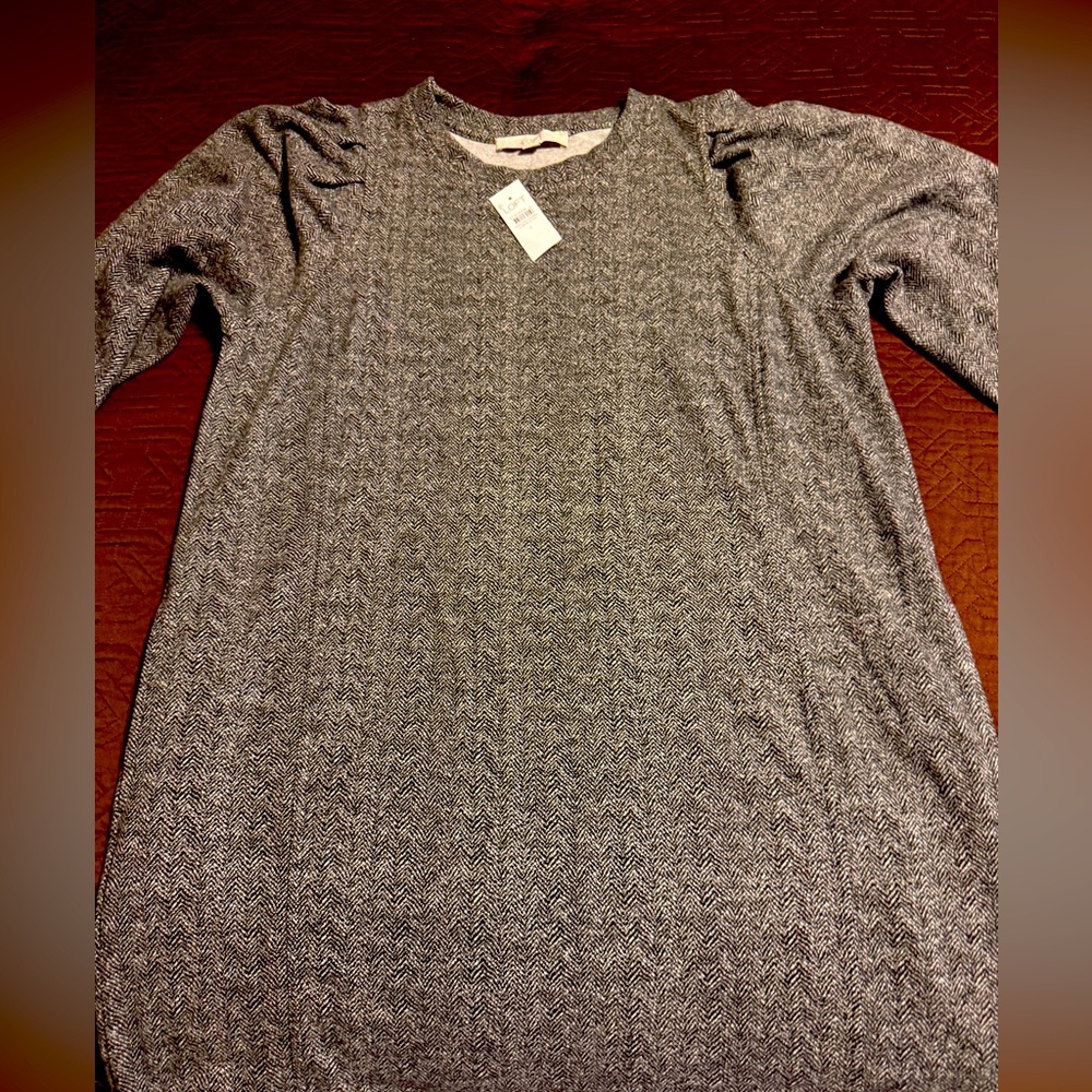 LOFT Black and White Herringbone Sweater